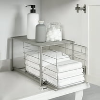 Mainstays Large Stackable Slide-Out Drawer Organizer, Satin Nickel, 15" x 10 " X 9.3"