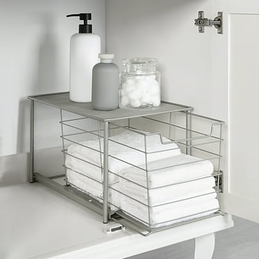 Mainstays Large Stackable Slide-Out Drawer Organizer, Satin Nickel, 15" x 10 " X 9.3"