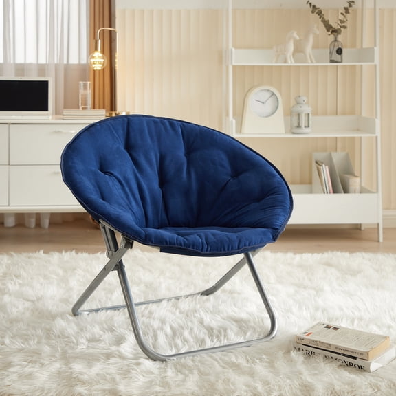 Mainstays Large Microsuede Saucer Chair, 30 in, Navy