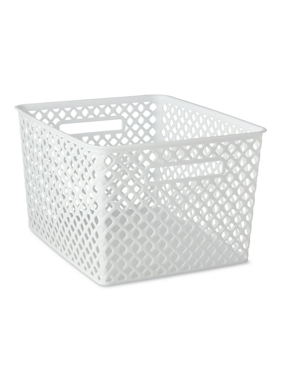Mainstays Large White Decorative Storage Basket