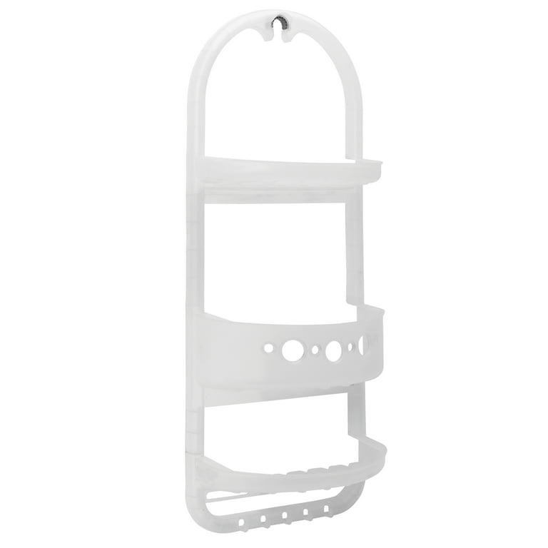 Mainstays Large over the Shower Caddy, 2 Shelves, 1 Deep Basket, Heavy Duty  Plastic, Frosty Finish