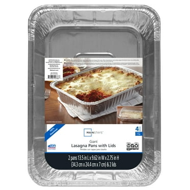 Mainstays Lasagna Pan with Lid 2 Count for Home or Take-Out Containers