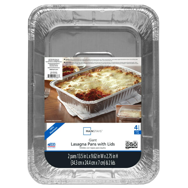 Mainstays Lasagna Pan with Lid 2 Count for Home or Take-Out Containers ...