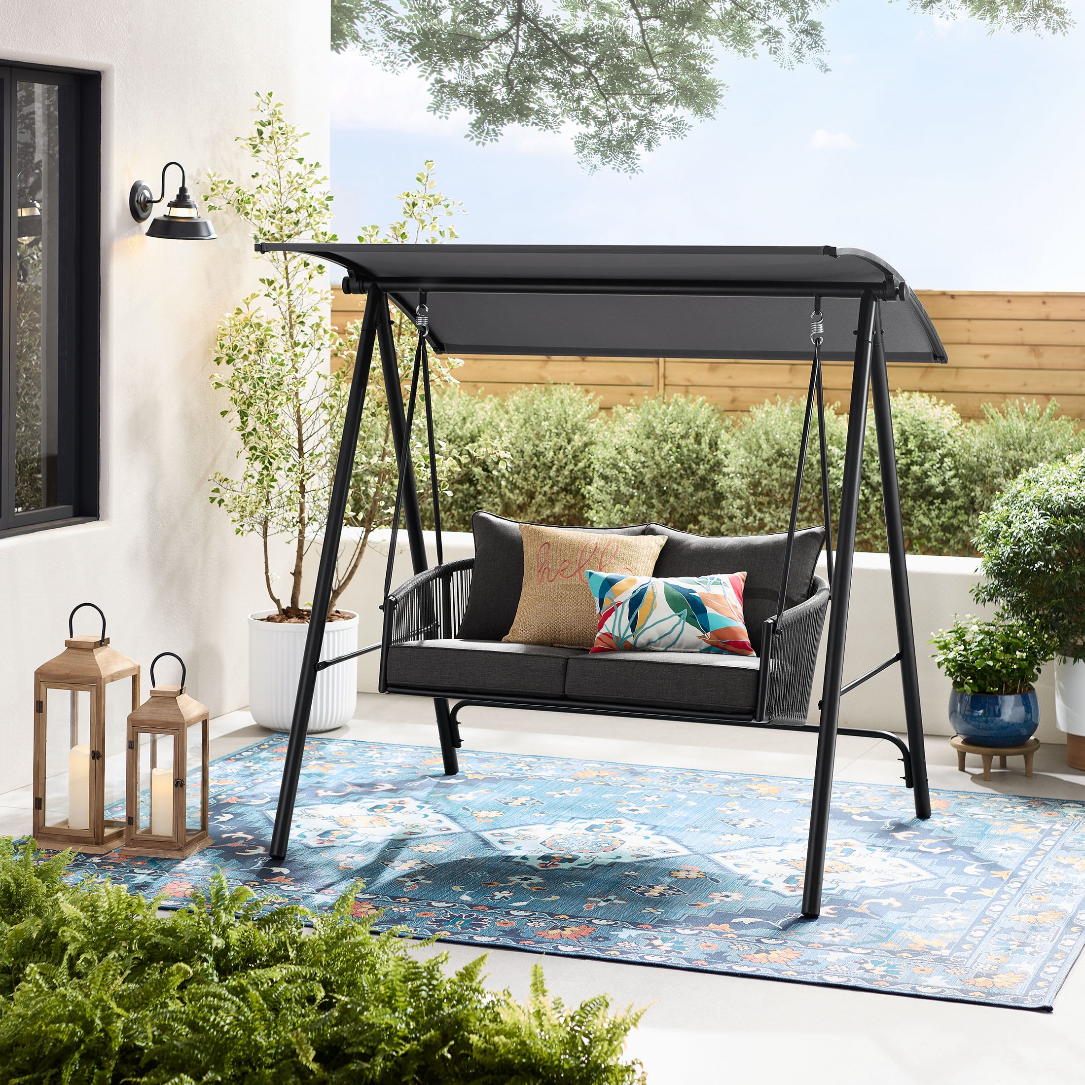 Mainstays Lawson Ridge 2-Seat Steel Outdoor Freestanding Mainstays Lawson Ridge 2-Seat Steel Outdoor Freestanding