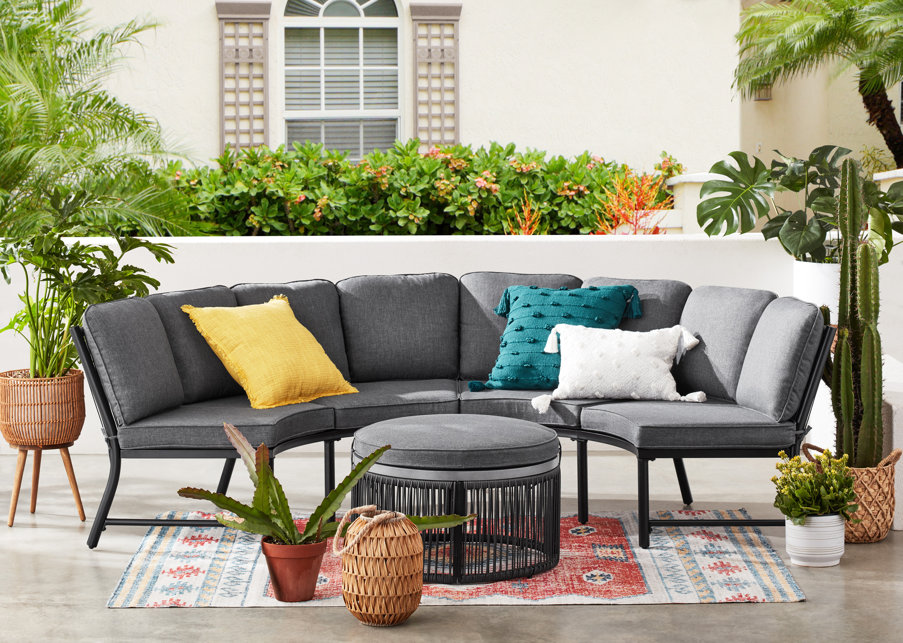 Mainstays Lawson Ridge 3-Piece Steel Curved Outdoor Sectional Set with Cushions, Gray - image 1 of 8