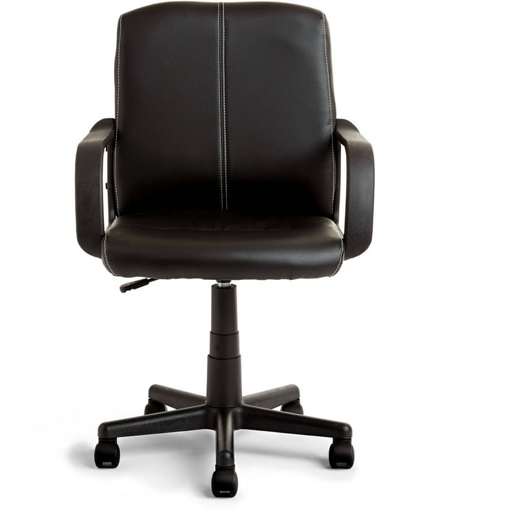 Mainstays Leather Mid Back Rolling Swivel Office Chair Walmart