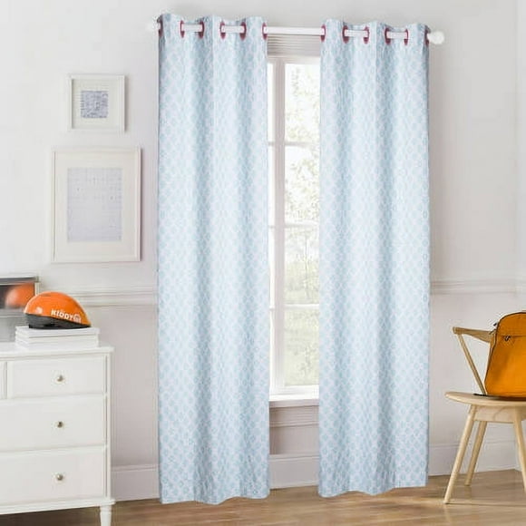 Mainstays Light Blue Floral Kids Room Darkening Single Window Curtain Panel