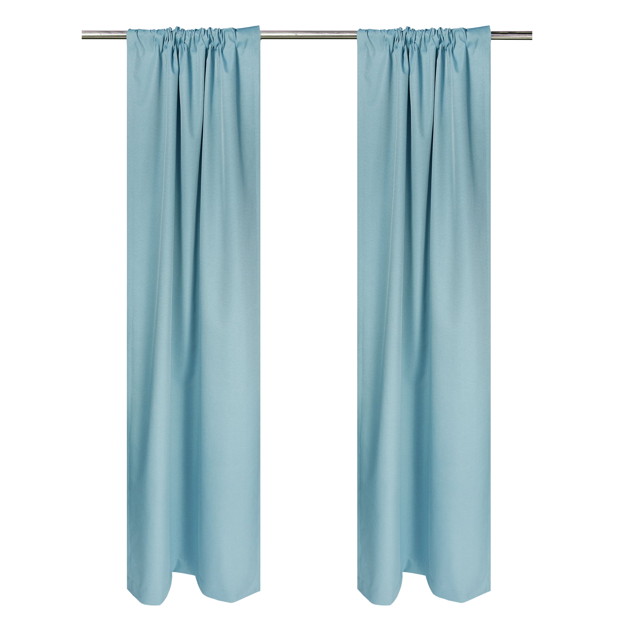 Mainstays Light Blue Solid Blackout Rod Pocket with Back Tabs Curtain Panel Pair, Set of 2, 30" W x 63" L