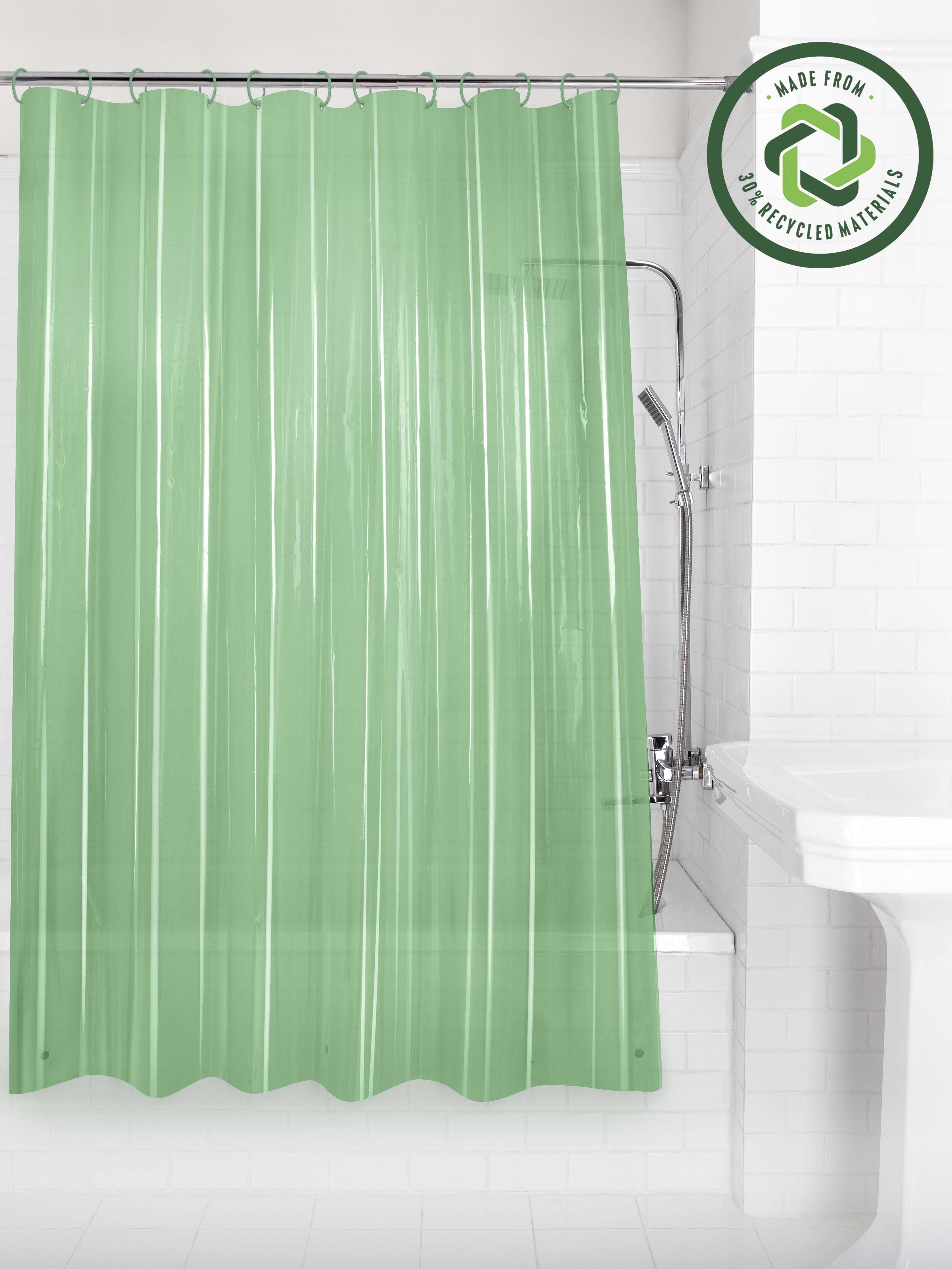 Mainstays Light Weight PEVA Shower Liner, 70" x 71" - Green
