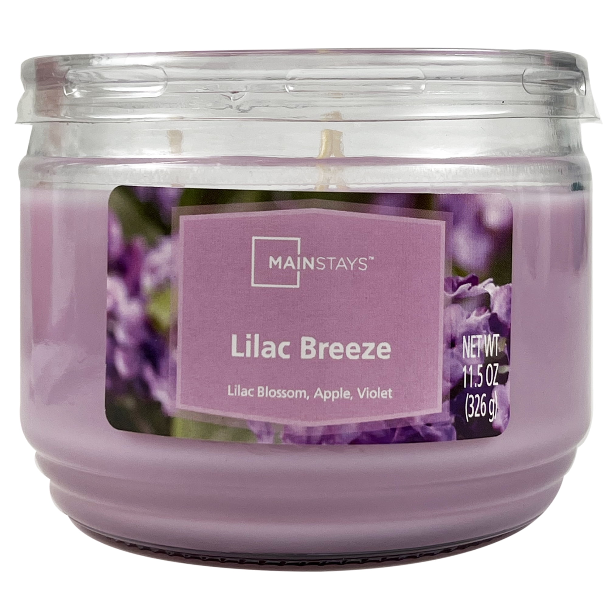 Mainstays Lilac Breeze Scented 3-Wick Glass Jar Candle, 11.5 oz.