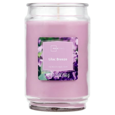 Mainstays Lilac Breeze Single-Wick Glass Jar Candle, 20 oz