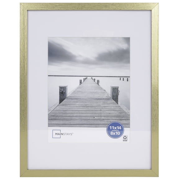 Mainstays Linear Gallery 11 x 14 Gold Picture Frame, Fits 8 x 10 with Mat
