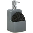 thumbnail interactive-video image 1 of Mainstays Liquid Soap Pump with Sponge Caddy, Gray Ceramic, Single, Well Suited to Kitchen Organization and Accessibility, 1 of 9