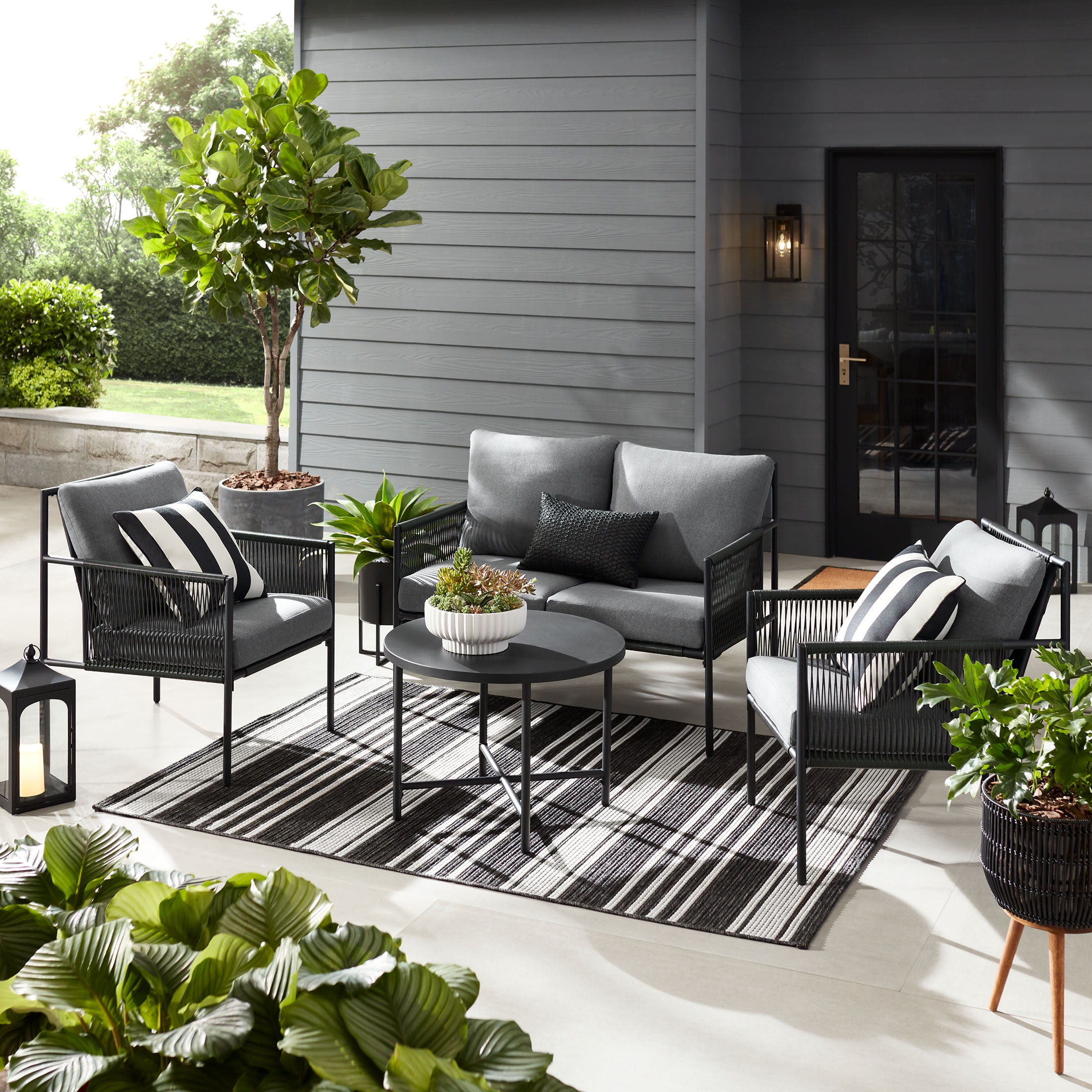Mainstays Logan 4 Piece Outdoor Conversation Set Walmart