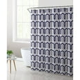 Mainstays London Navy Geometric Polyester Shower Curtain, 70" x 72