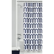 Mainstays London Navy Geometric Polyester Shower Curtain, 70" x 72"