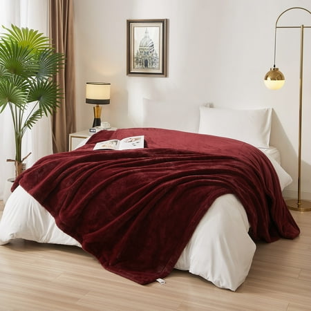 Mainstays Cozy Faux Fur Super Soft luxury Blanket, King, Luscious Merlot