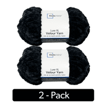 Mainstays Luxe XL Velour Yarn, 48.6 yd, Black, 100% Polyester, Super Bulky, Pack of 2