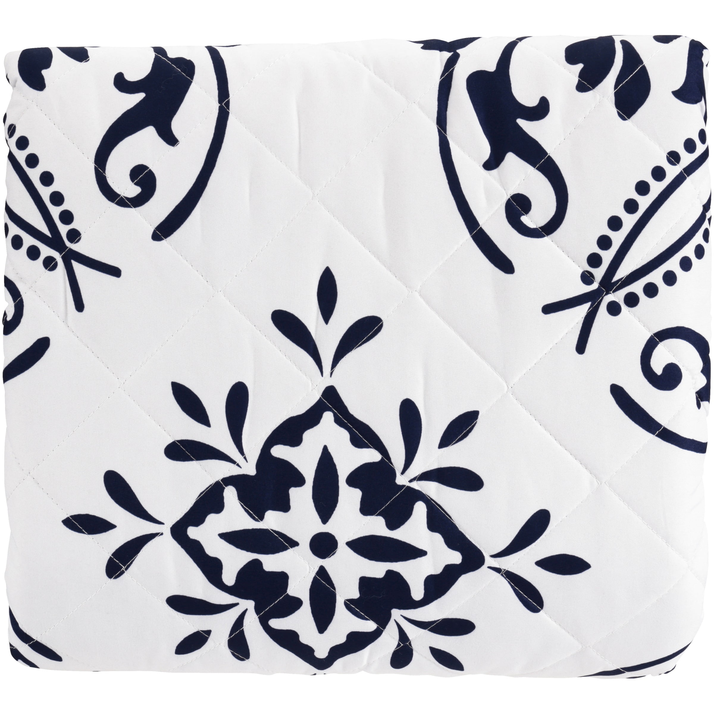 Mainstays Luxury Blue Damask Microfiber Quilt, King, Lightweight