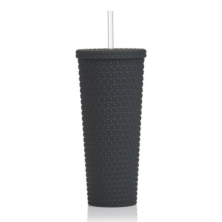 Mainstays MS 2PK 26oz Double Wall AS Plastic Textured Tumbler Rich Black