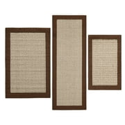 Mainstays Machine Washable Faux Sisal Brown Border Indoor Accent Rug Set, 3-Piece Set