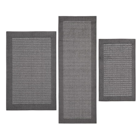 Mainstays Faux Sisal Machine Washable Gray Border Indoor Accent Rug Set, 3-Piece Set