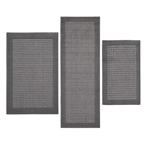 Mainstays Faux Sisal Machine Washable Gray Border Indoor Accent Rug Set, 3-Piece Set
