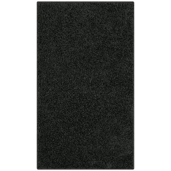 Mainstays Machine Washable Solid Shag Area Rug, Black, 3'x4'8"