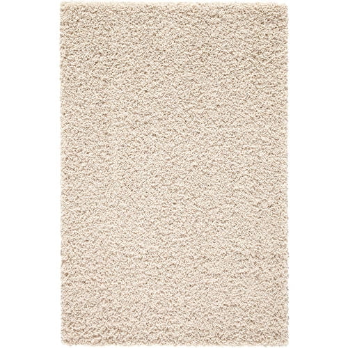 Mainstays Machine Washable Solid Shag Area Rug, Ivory, 2'6"x3'10 ...