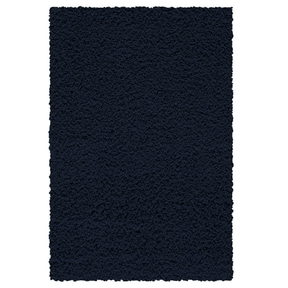 Mainstays Machine Washable Solid Shag Area Rug, Navy, 3'x4'8"