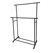 Mainstays Mainstays Double Garment Clothes Rack, Rich Black, Metal Frame