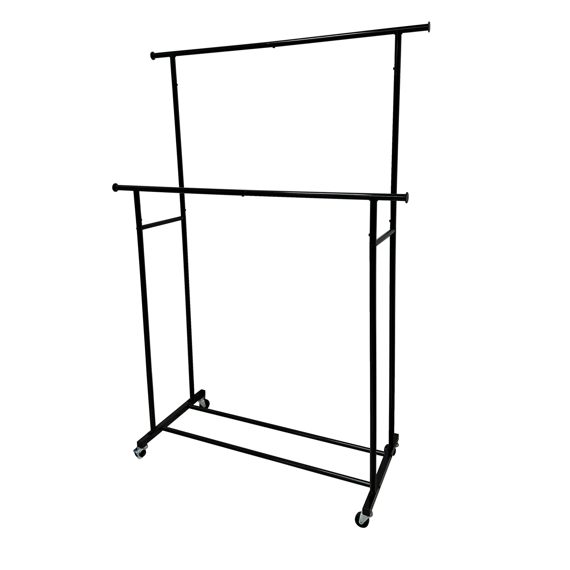 Mainstays Double Garment Clothes Rack, Rich Black, Metal Frame