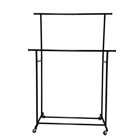 Mainstays Mainstays Double Garment Clothes Rack, Rich Black, Metal Frame