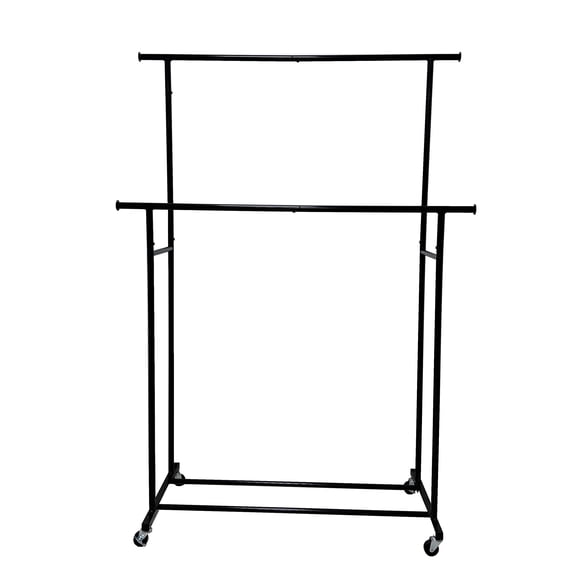 Mainstays Mainstays Double Garment Clothes Rack, Rich Black, Metal Frame