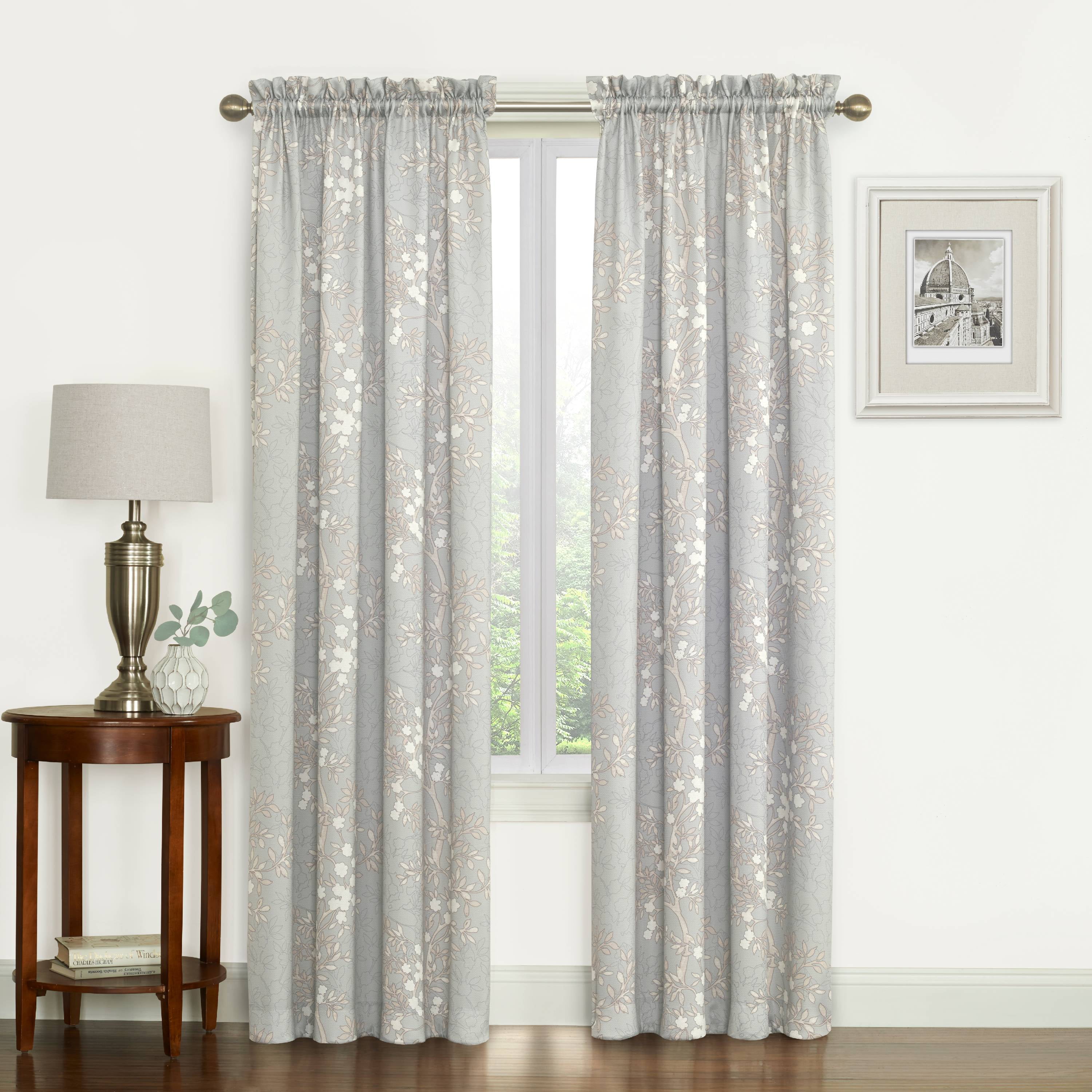 Mainstays Maisie Floral Print Window Curtain Panel, Set of 2