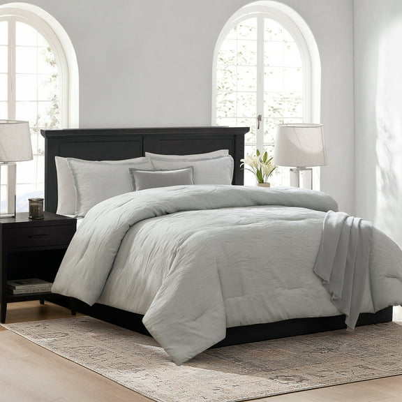 Mainstays Marble 5-Piece Grey Jacquard Comforter Set, Full/Queen