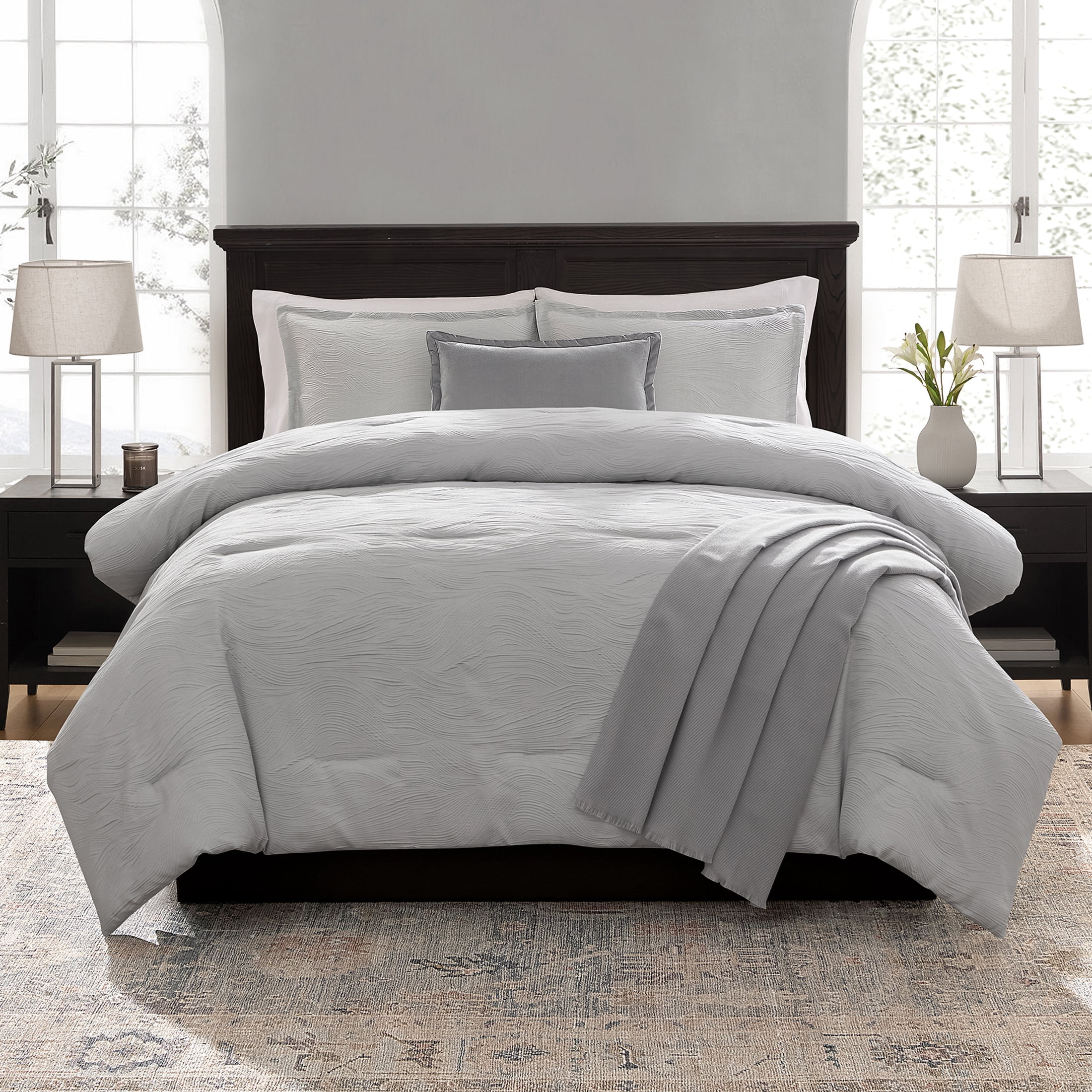Mainstays Marble 5-Piece Grey Jacquard Comforter Set, King