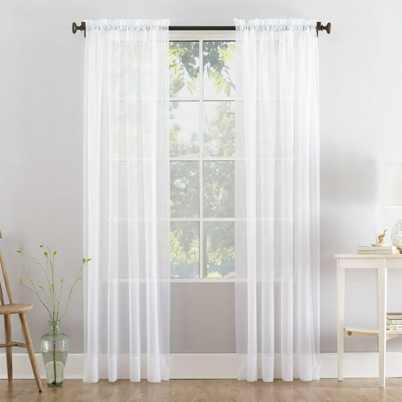 Mainstays Marjorie 1-Piece Voile Sheer Rod Pocket Curtain Panel, 59"x108", White