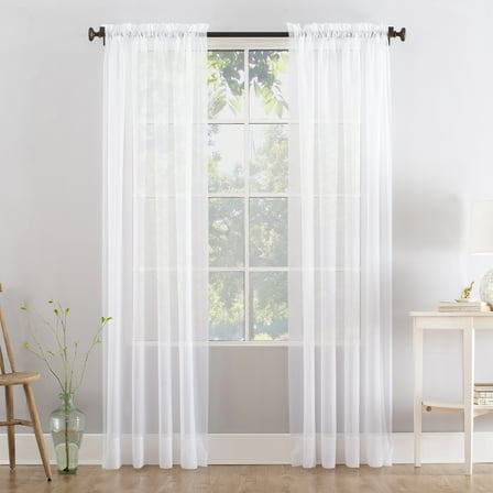 Mainstays Marjorie Sheer Voile Rod Pocket Single Curtain Panel, 1 Panel, White, 59"W x 95"L
