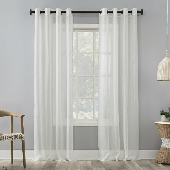 Mainstays Marjorie Crushed Sheer Voile Grommet Ivory Curtain Panel, 51x63