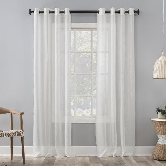 Mainstays Marjorie Crushed Sheer Voile Grommet Ivory Curtain Panel, 51x84