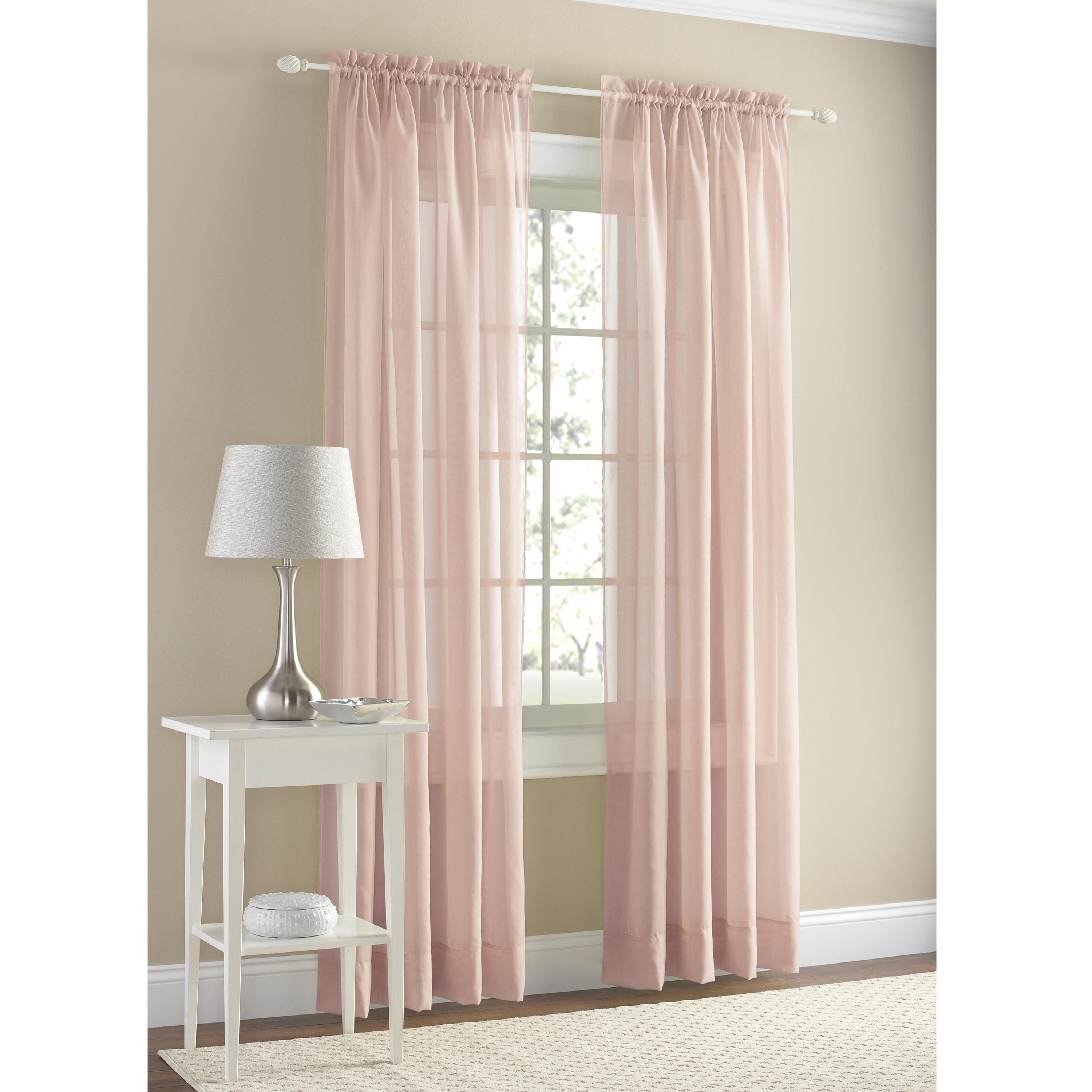 Mainstays Marjorie Sheer Voile Curtain, Single Panel, Blush, 59'' W x 84" L