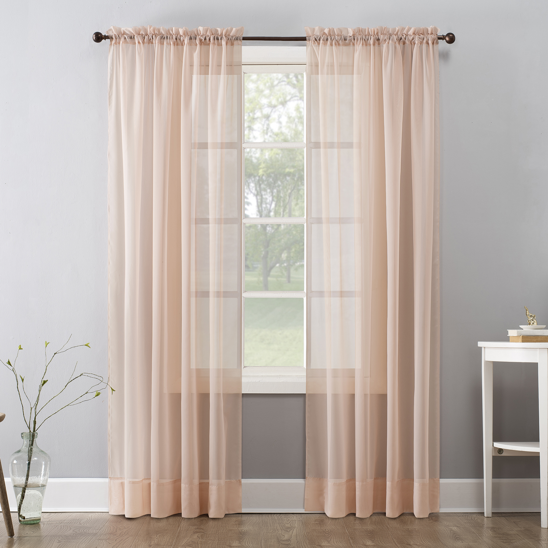 Mainstays Marjorie Sheer Voile Curtain, Single Panel, 59"w x 63"l, Cherry Blossom, Adult - image 1 of 7
