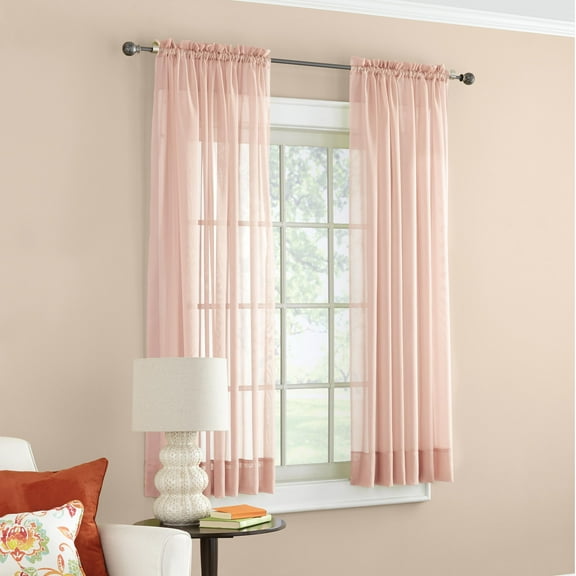 Mainstays Marjorie Sheer Voile Curtain, Single Panel, Blush, 59" W x 63" L