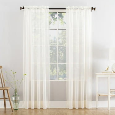 Mainstays Marjorie Sheer Voile Rod Pocket Single Curtain Panel, 1 Panel, Ivory, 59"W x 63"L
