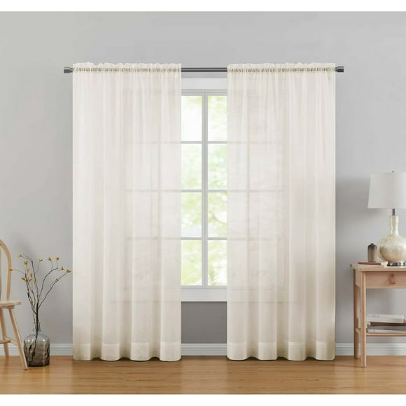 Mainstays Marjorie Sheer Voile Curtain Panel, 1 Panel, Ivory, 59" W x 63" L