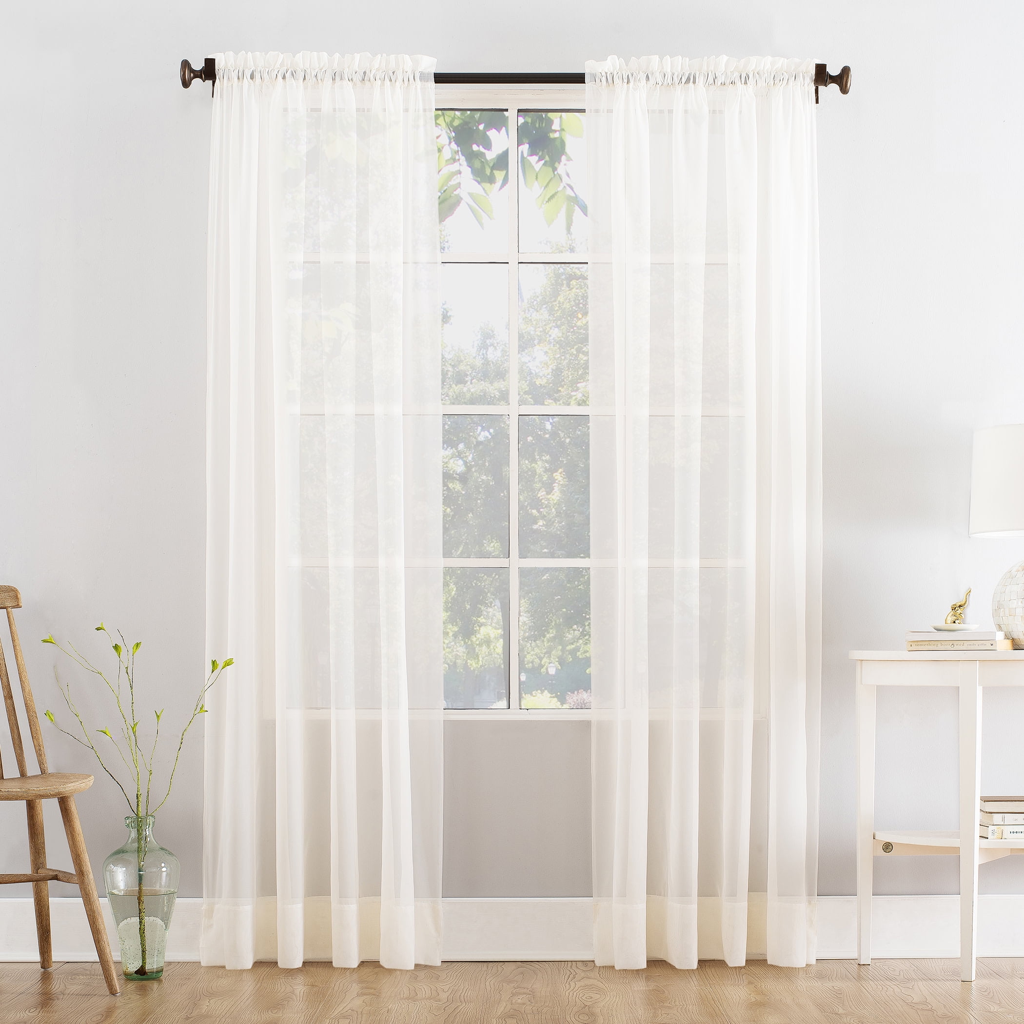 Mainstays Marjorie Sheer Voile Rod Pocket Single Curtain Panel, 1