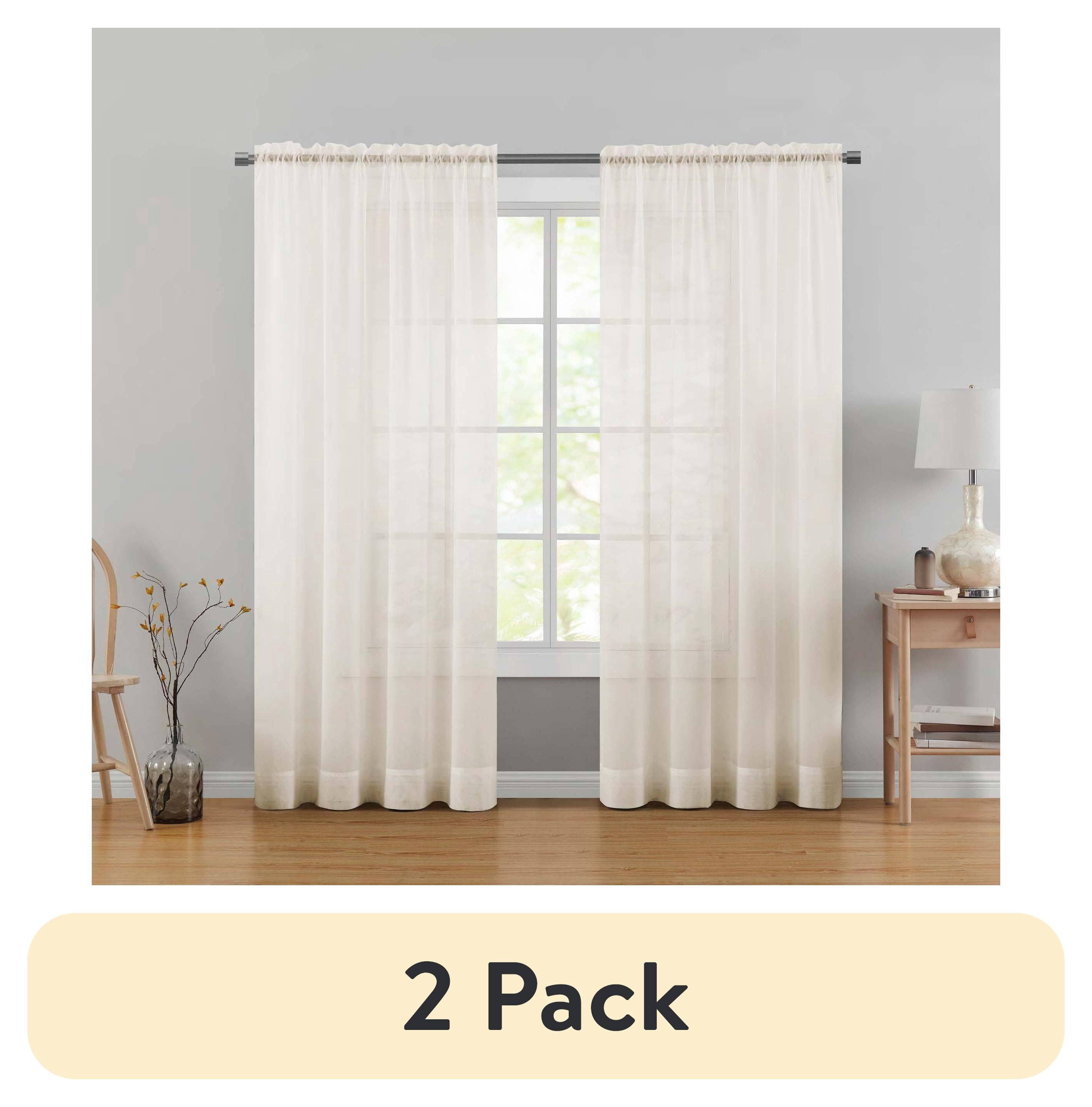 (2 pack) Mainstays Marjorie Sheer Voile Curtain, Single Panel, Ivory, 59" W x 84" L