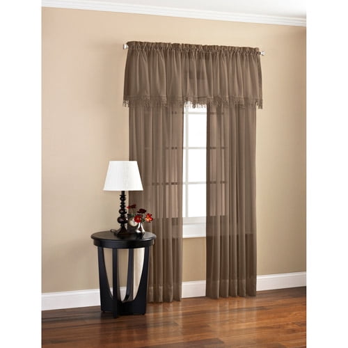Mainstays Marjorie Sheer Voile Window Single Panel, Brown, 59 in x 84 in