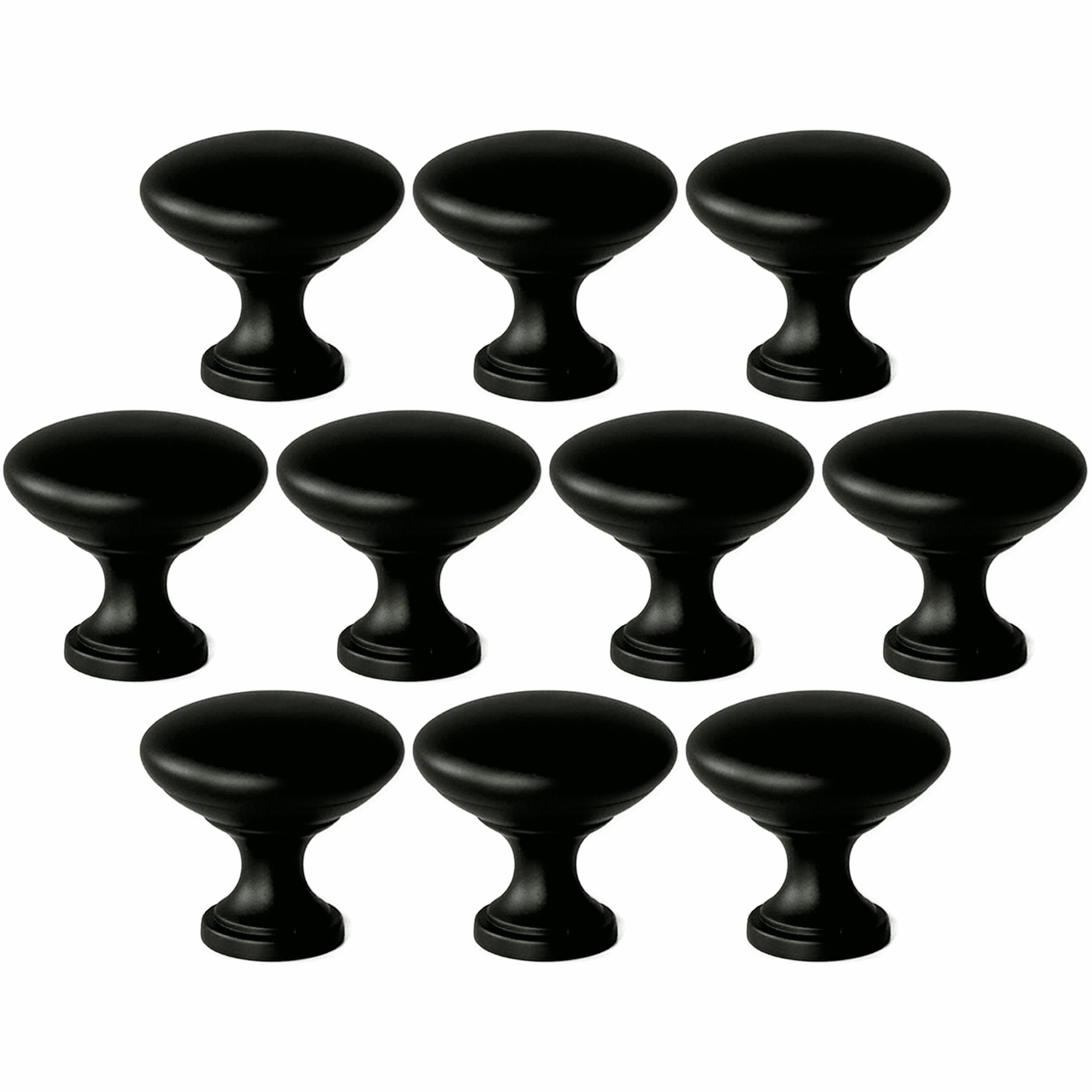 Mainstays Matte Black Round Mushroom Knob, Steel, 10 Pack